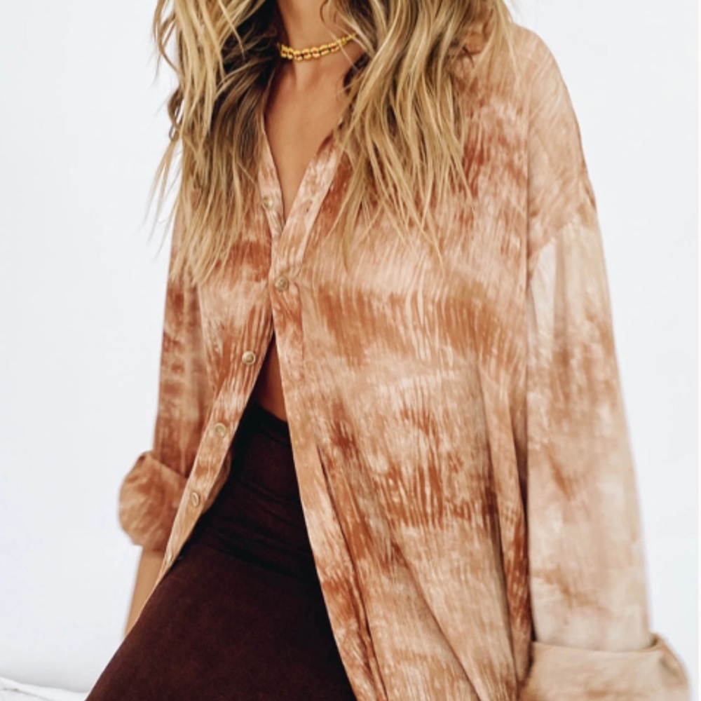 VRG Girl Button-Up Tie-Dye Shirt